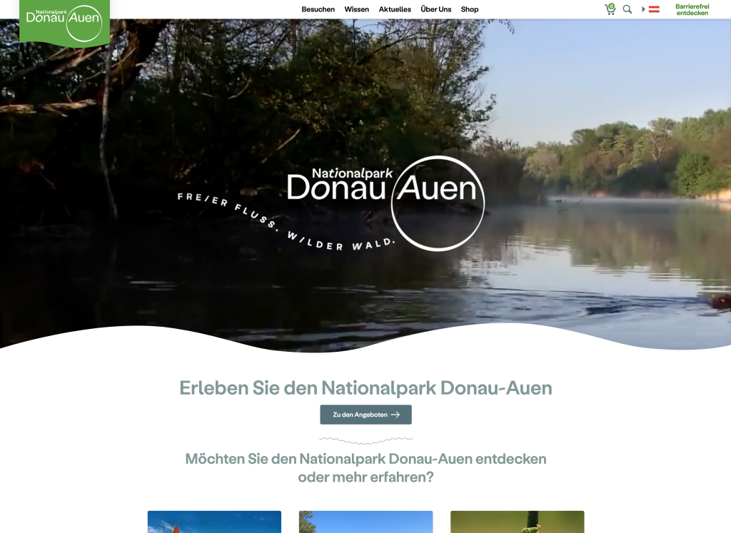 Screenshot der Donau-Auen Website (www.donauauen.at).